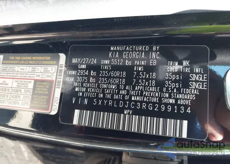 2024 Kia Sorento S from USA, damaged, VIN 5XYRLDJC3RG299134
